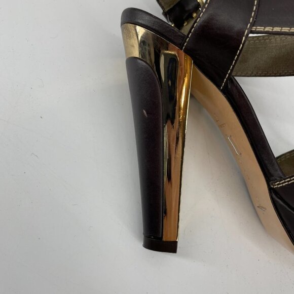 Barbara Bui brown  gold strappy buckle high heel sandals - Picture 6 of 16